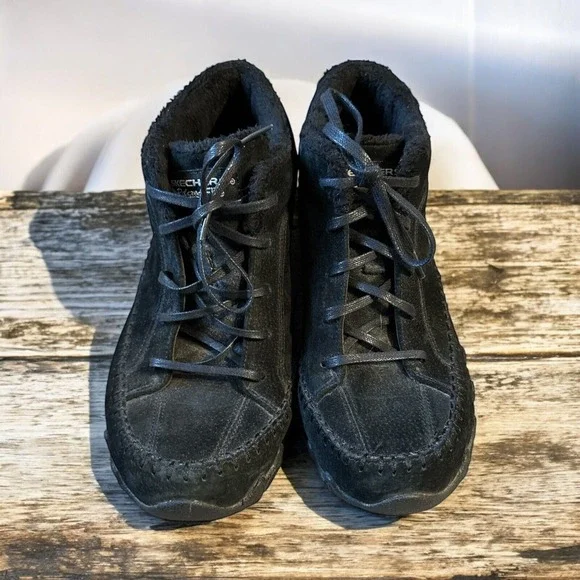 Skechers  Soft Bikers Totem Pole Chukka Black‎ Suede Leather Ankle Boots 8.5 - Picture 2 of 5